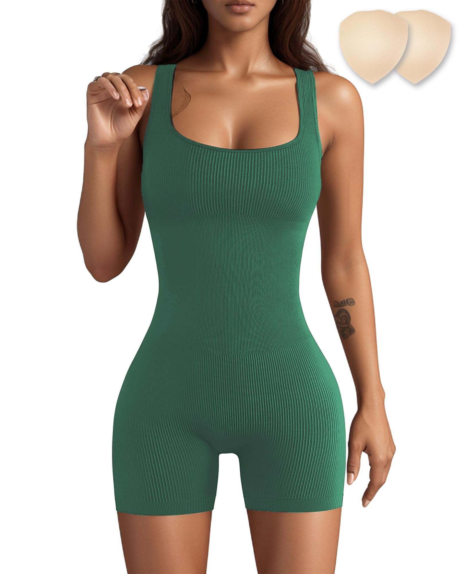 Merlvida Mono Deportivo Mujer Corto Jumpsuit sin Costuras Sexy Push Up Una Sola Pieza Ropa Deportiva para Gimnasio Yoga Fitness