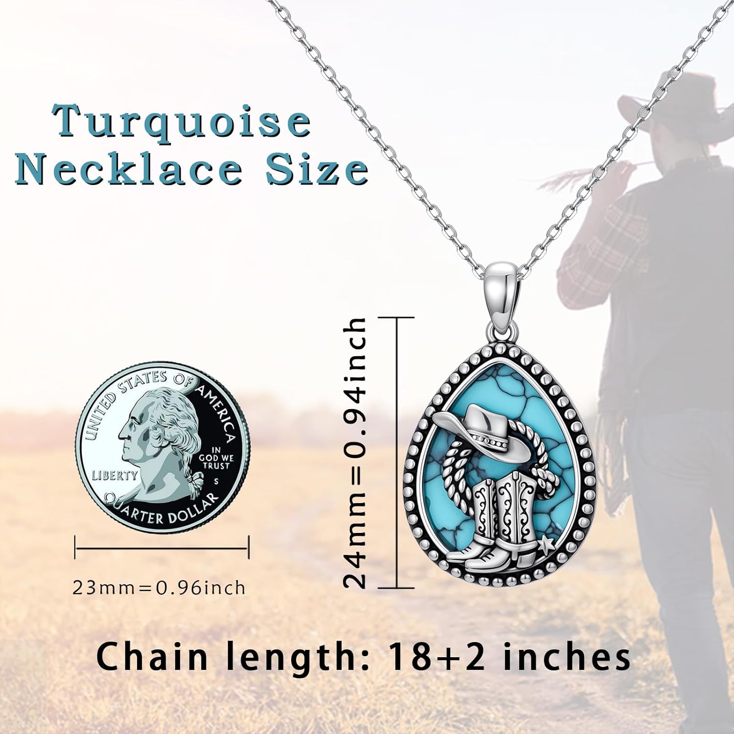 Turquoise Necklaces for Women 925 Sterling Silver Turquoise Necklace Boho Necklace Cowgirl Jewelry Her Birthday Valentine's Day Gifts