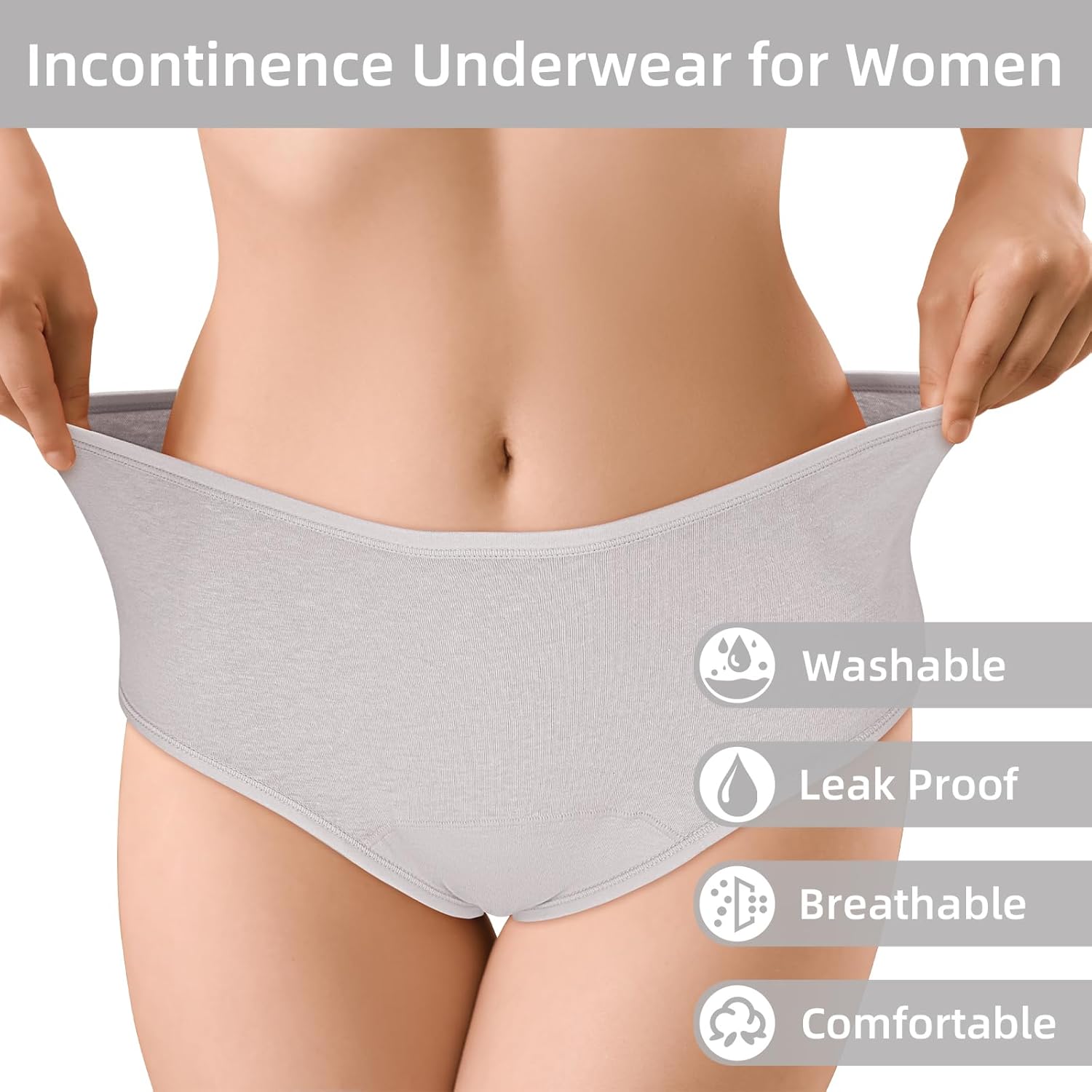 Panties For Women Over 60, Leakproof Ladies Underwear - Leakproof Panties for Over 60#s With Incontinence Comfortable, 4 PACK. - Image 3