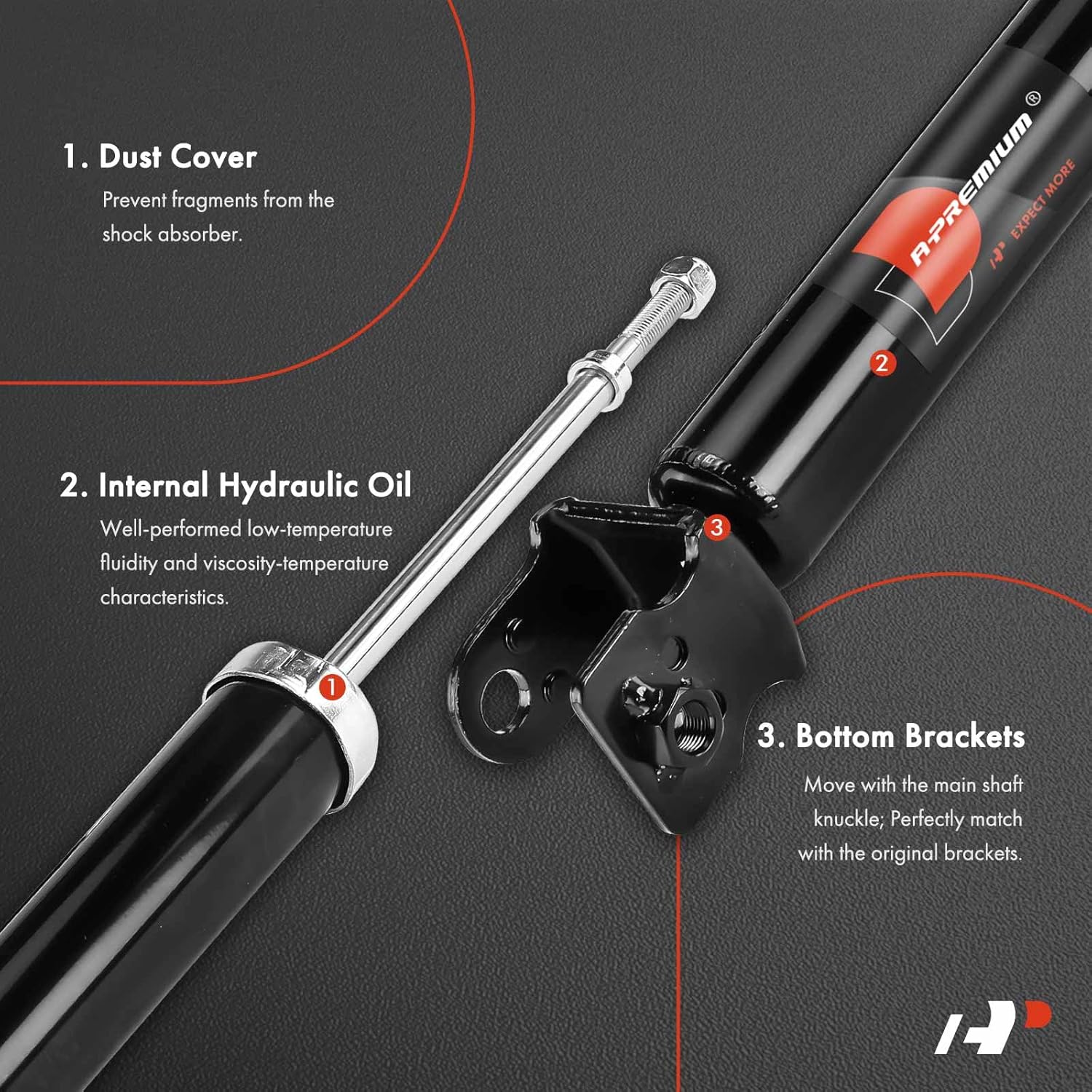 A-Premium Rear Pair (2) Shock Absorber Compatible with Nissan 370Z 2009-2020, Driver and Passenger Side