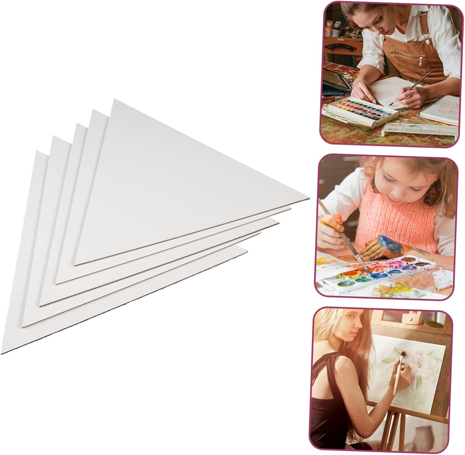 DOITOOL 5pcs Boys and Girls Blank Canvas Painting Panels Oil Painting Boards for Creative Art Projects Equilateral Shape for Beginners and Young Artists