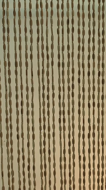 52 Strands 36 x 79 Wood and Bamboo Beaded Curtain for Doorway Room Divider,Bamboo and Wooden Doorway Beads-Boho Bohemian Curtain(Beige)