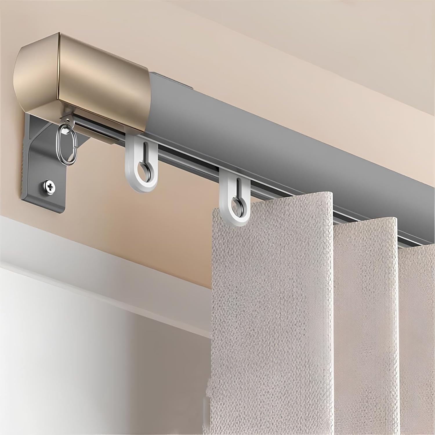 Ceiling Curtain Track, Aluminum Curtain Rod Set, Wall Mounted Curtains Rails for Room Divider, Windows and Balcony 100-600cm(Gray,360cm/11.8ft(3 * 120cm))
