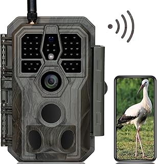 GardePro E8 Wildkamera WLAN mit App 64MP H.264 1296P Video, 27m Infrarot Nachtsicht Bewegungsmelder Wildtierkamera WiFi Handyübertragung, 0,1s Schnelle Trigger, IP66
