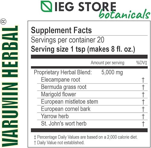 Miniatura 2 de IEG Store: Varumin Herbal - Mezcla de helenio, hierba de bermudas, caléndula, muérdago, cornel, milenrama y hierba de San Juan - Apoya la función