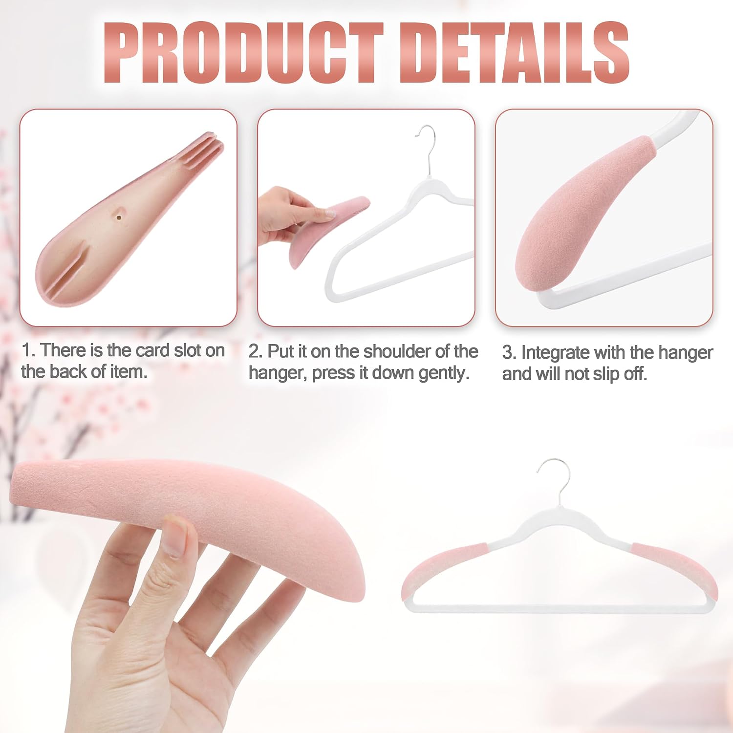 Shoulder Pads for Hangers – 10Pcs Velvet Hanger Shoulder Form Shaper, Plastic Flocking Protectors for Velvet Hangers with 0.2 Inch Thickness, Non-Slip Design (Pink)