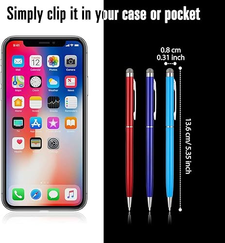 Miniatura 4 de 12 lápices capacitivos para pantallas táctiles, punta de fibra retráctil 2 en 1, lápiz capacitivo compatible con iPad, iPhone, tabletas, Samsung,