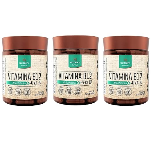 Kit 3 Vitamina B12 Metilcobalamina Nutrify 60 Cápsulas