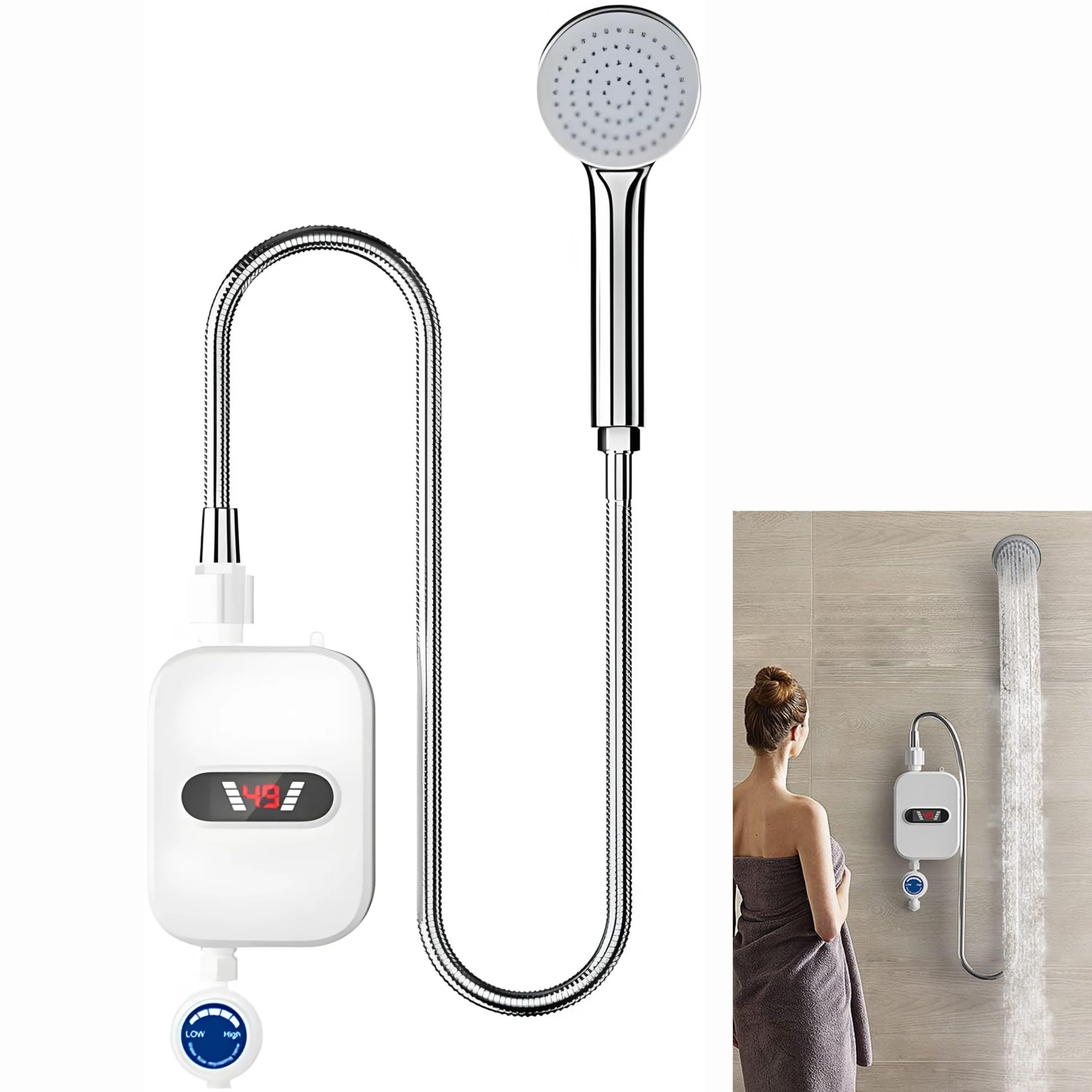 Drumstone 𝟏𝟎+𝟐 YEARS 𝐆𝐔𝐀𝐑𝐀𝐍𝐓𝐄𝐄 Tankless Electric Water Heater, 2100W Instant Hot Water Heater with Digital Display, Mini Portable On-Demand Geyser for Bathroom, Kitchen, Shower Sink-image-28