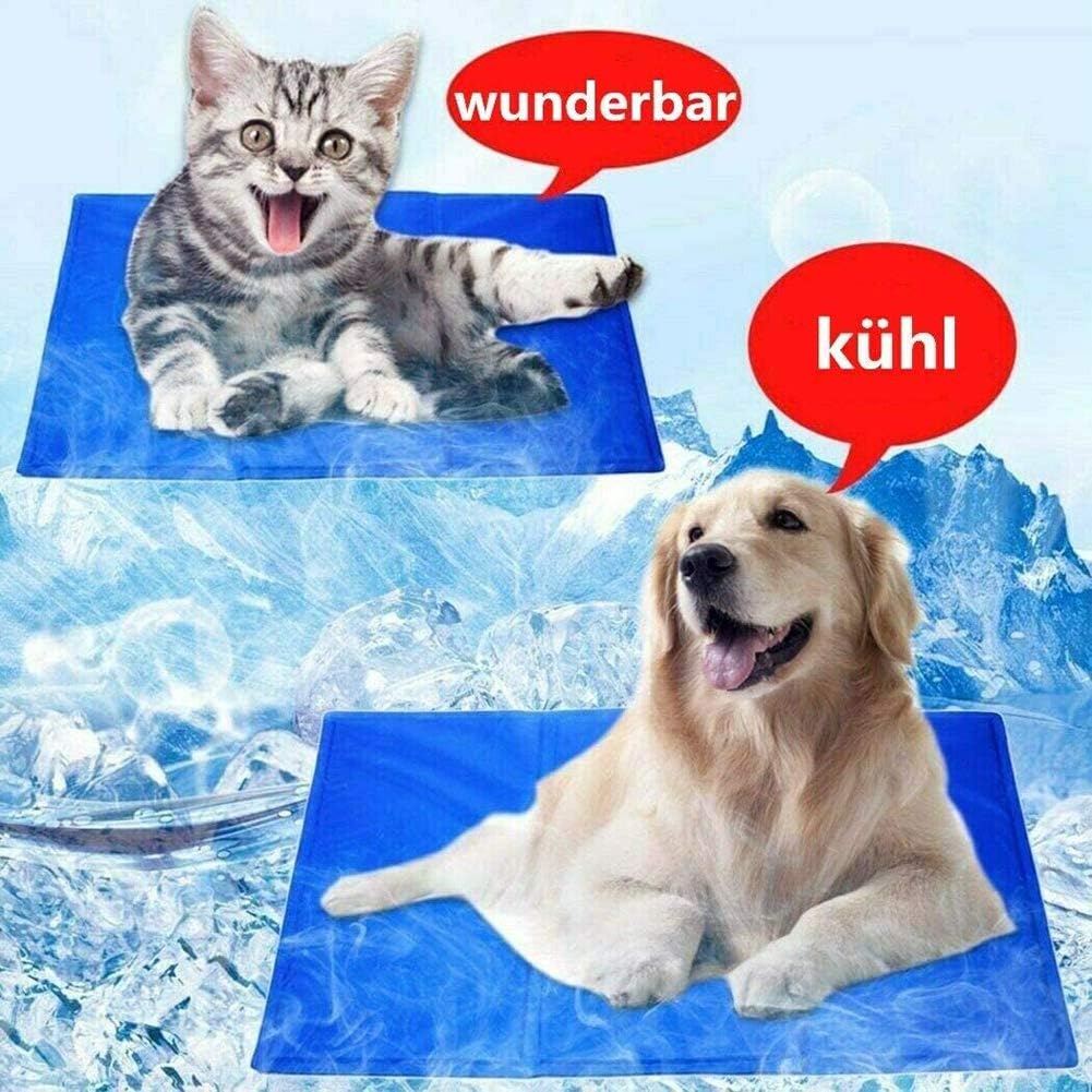 Jorisa Pet Cooling Mat,Dog Cat Summer Ice Silk Pad Non-toxic Gel Self Cooling Cushion Blanket Sleeping Bed Mat,Durable Heat Relief Cooling Mattress for Pet Dog Cat Puppy(L:50x65cm,Blue) - Image 4