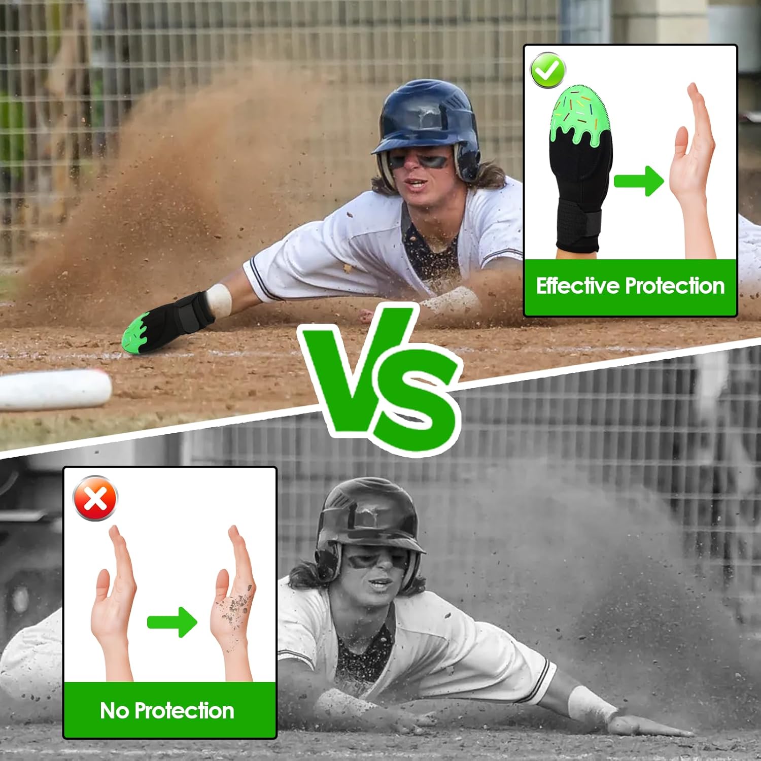 Baseball Left Right Hand Universal Embroidery Pattern Elastic Baseball Hand Guard for Softball (Green)