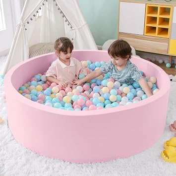 SHJADE Foam Ball Pit, 47.2"x 13.8" Large Ball Pits for Toddlers-Pink