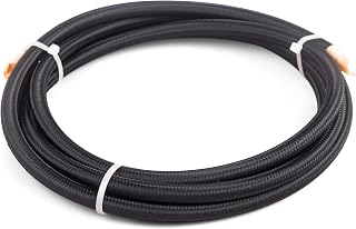 AN6 PTFE Fuel Line Stainless Steel Nylon Braided Teflon Hose for E85 Oil Gas Diesel 5/16 ID Inch 10FT Black