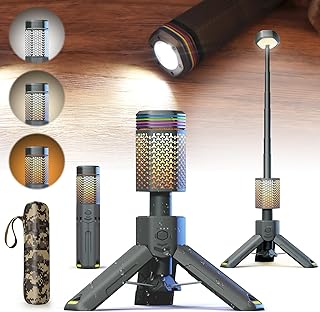 Camping-Lights-Rechargeable,Outdoor Telescopic-Collapsible-Lanterns with 2 Light Sources Mobile Lighting 10500mAh Battery Flash Light & Road Lamp for Adventure/Hiking/Camping/Live Streaming(Dark Grey)