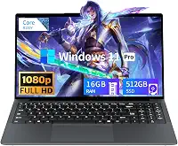 Laptop para jogos de 15,6 polegadas, laptops com Core I3 (até 3,40 GHz), laptop gamer de 16 GB de RAM, 512 GB de ROM, FHD 1920 x 1080, laptops tradicionais Win 11 Pro, computadores com netbook Wi-Fi