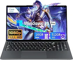 Laptop para jogos de 15,6 polegadas, laptops com Core I3 (até 3,40 GHz), laptop gamer de 16 GB de RAM, 512 GB de ROM, FHD 1920 x 1080, laptops tradicionais Win 11 Pro, computadores com netbook Wi-Fi