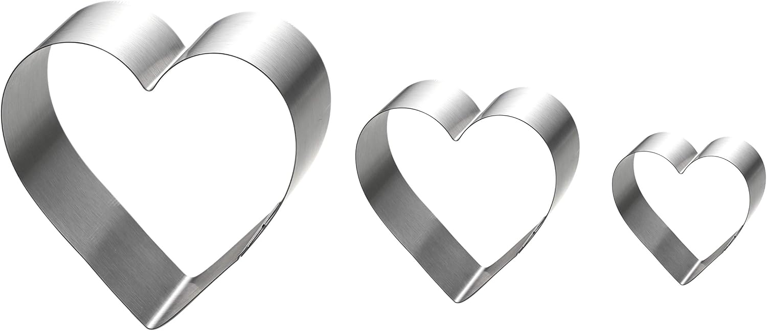 Large Heart Cookie Cutter Set-4/6/8 Inch Heart Cake Mold Ring Pancake Mold Valentine Day Gift Stainless Steel