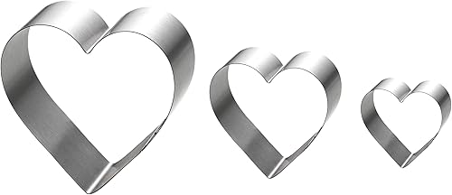Miniatura 7 de Juego de anillos de molde de pastel de corazón, 468 pulgadas, cortador de galletas de corazón grande, molde para panqueques de acero inoxidable