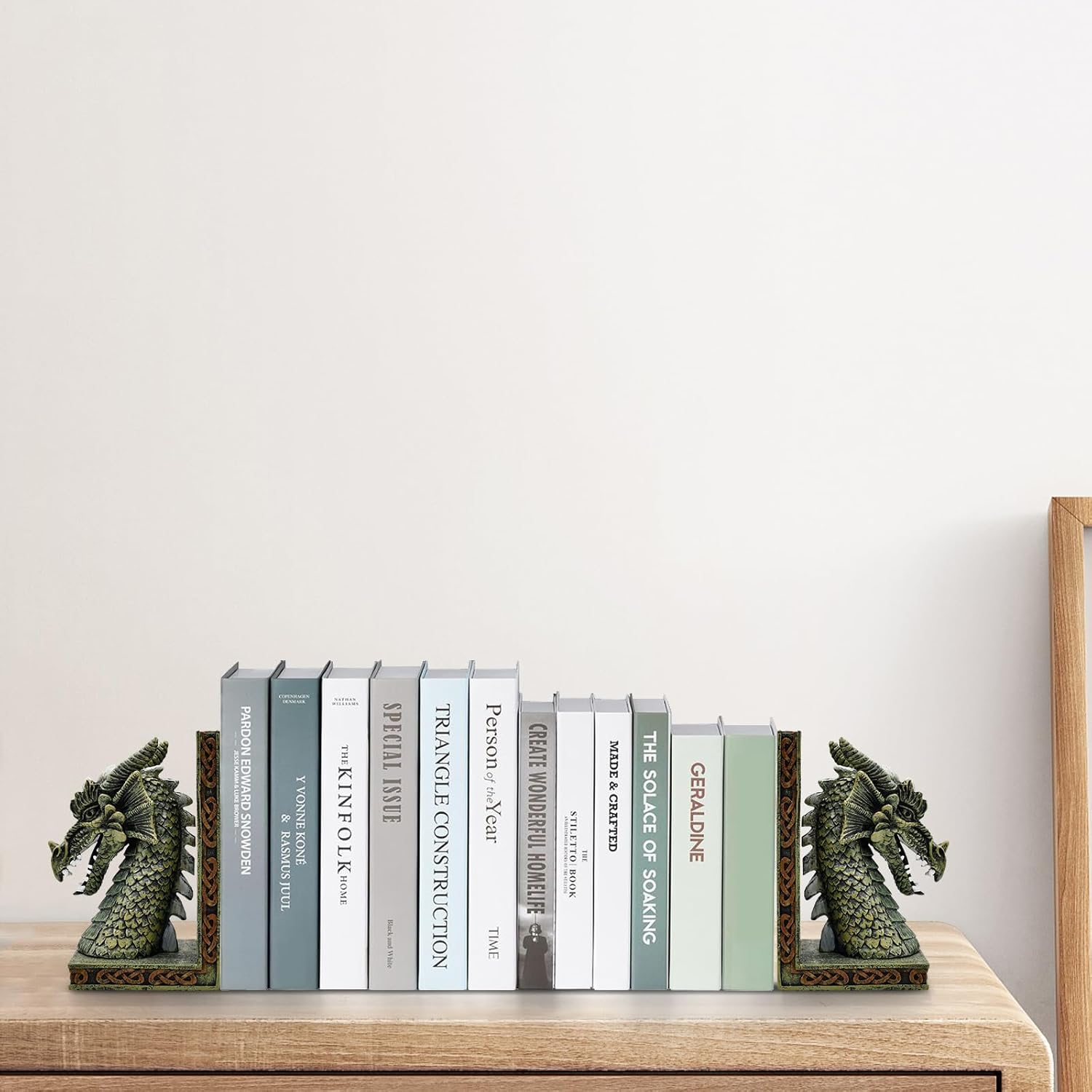 Dragon Bookends for Shelves Set of 2 - Heavy Book Ends Book Supports for Shelves, 4.15 "x 3.25 "x7 Unique Dragon Design Copper（10 Inch）