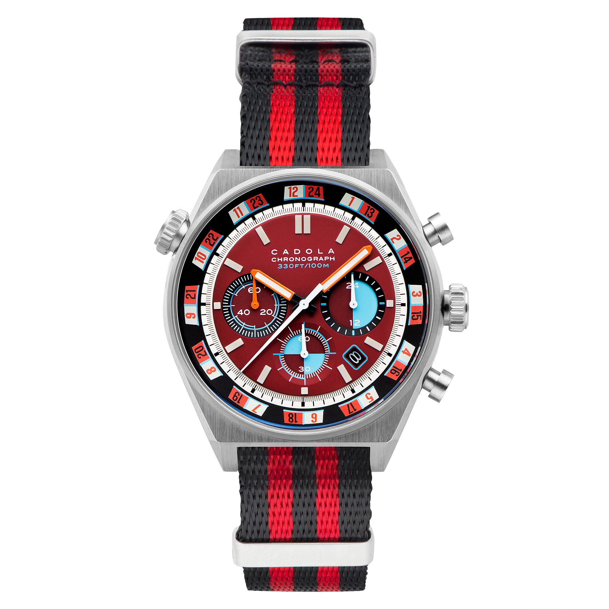 Cadola Mens 43mm Intercontinental Chronograph Watch with Leather Strap CD-1027, Maroon, Intercontinental Chronograph (B0BJ34FBCX) Amazon Price History, Amazon Price Tracker