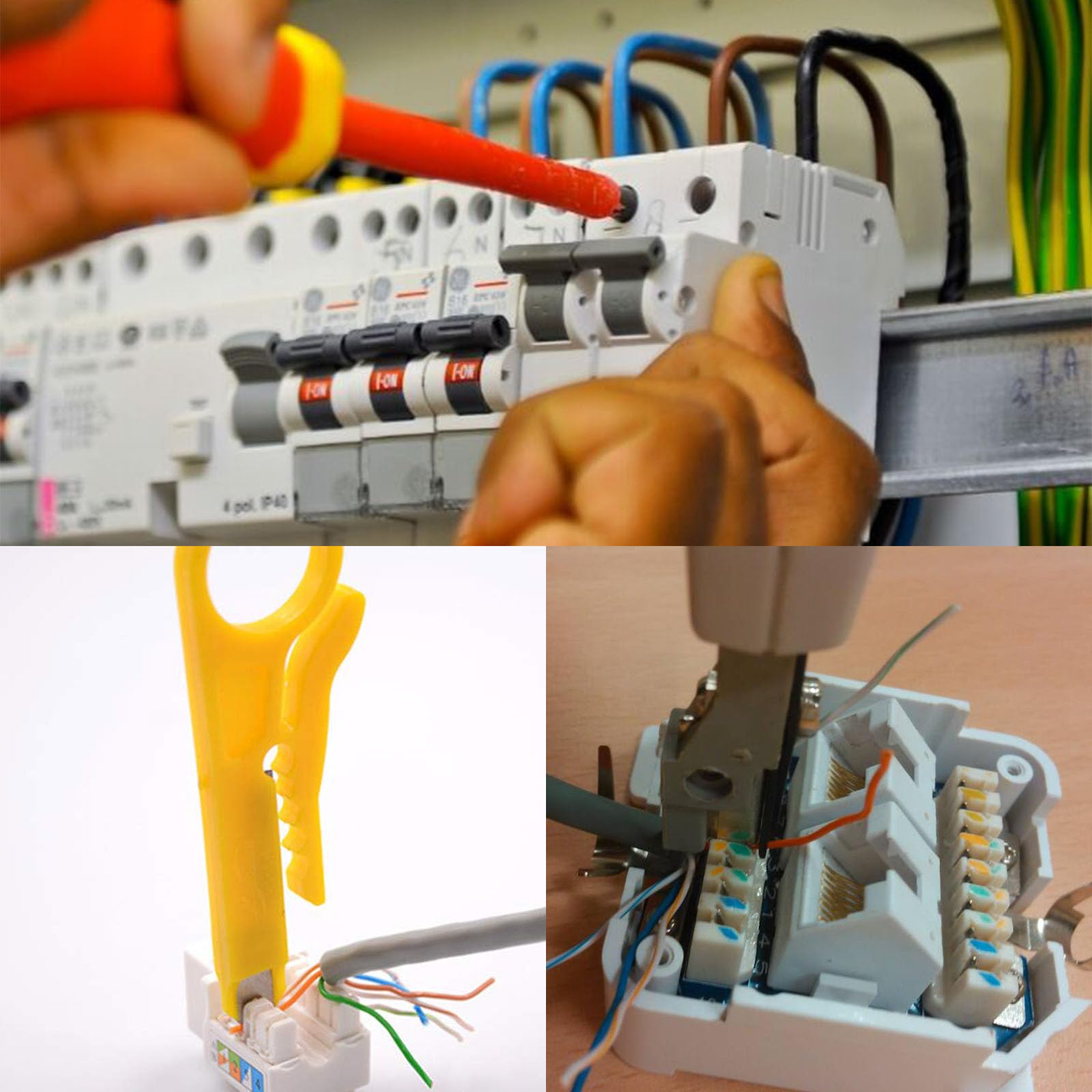 Strumento Punch Down Professionale Per Reti - Pinza Crimpatrice Con Spellafili Per Cablaggio RJ45, Prese Di Rete E Moduli - Foto 6