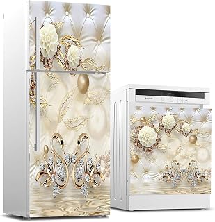Buzdolabı ve Bulaşık Makinası Beyaz Eşya Sticker Kaplama Pearls Gold