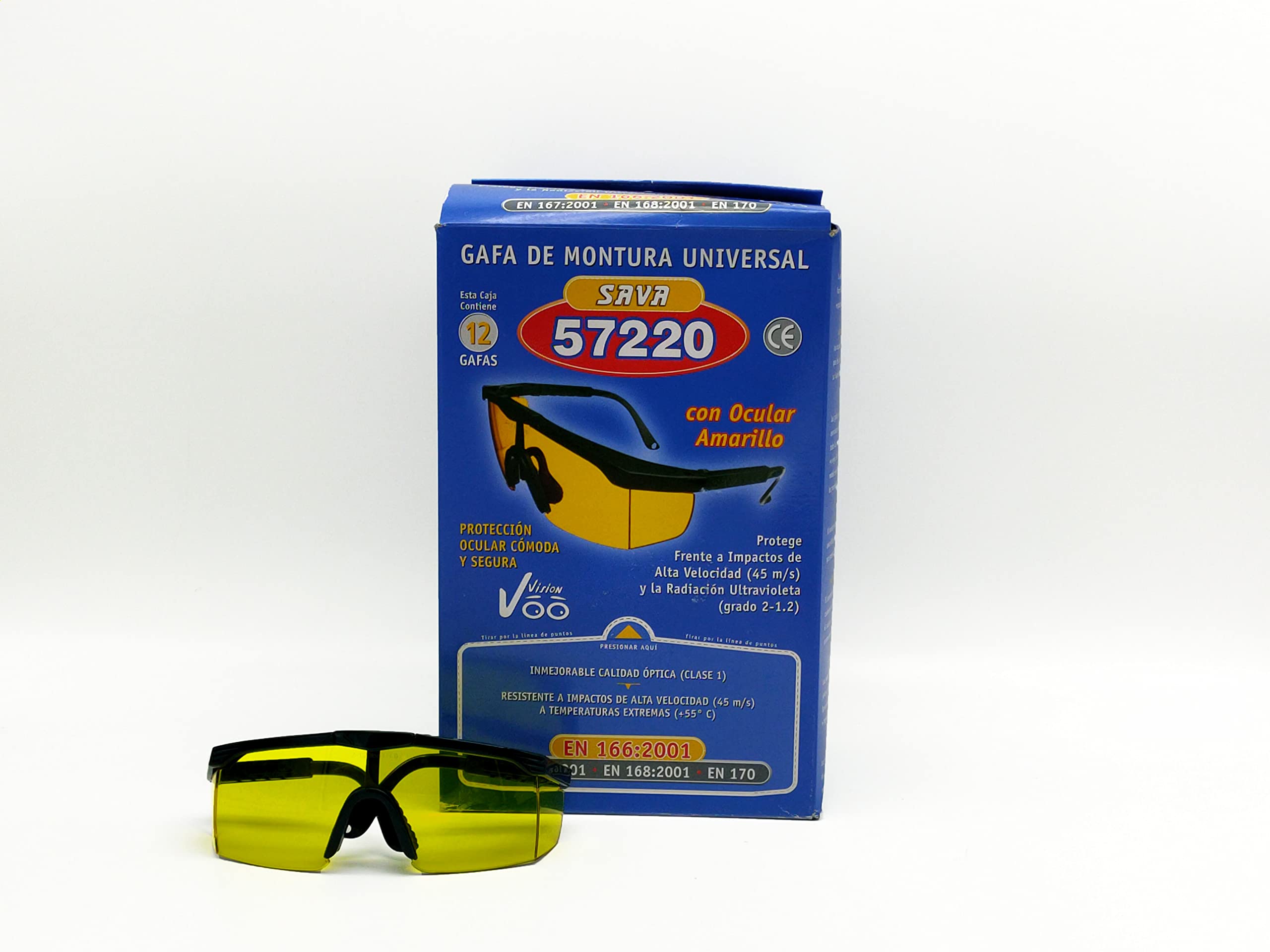 Caja 12 gafas protección uso frecuente SAVA 57220 ocular amarillo