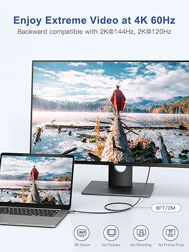 Miniatura 3 de dockteck Cable USB C a HDMI 4K 60Hz para iPhone 15, cable trenzado Thunderbolt 34 a HDMI de 6 pies, cable trenzado HDMI de alta velocidad HDR USB C