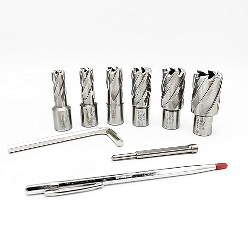 Miniatura 2 de Juego de cortadores anulares 9 piezas 34 pulgadas Weldon Shank 1 profundidad de corte 12-1-116 Diámetro de corte Dos puntas planas HSS M2 Slugger