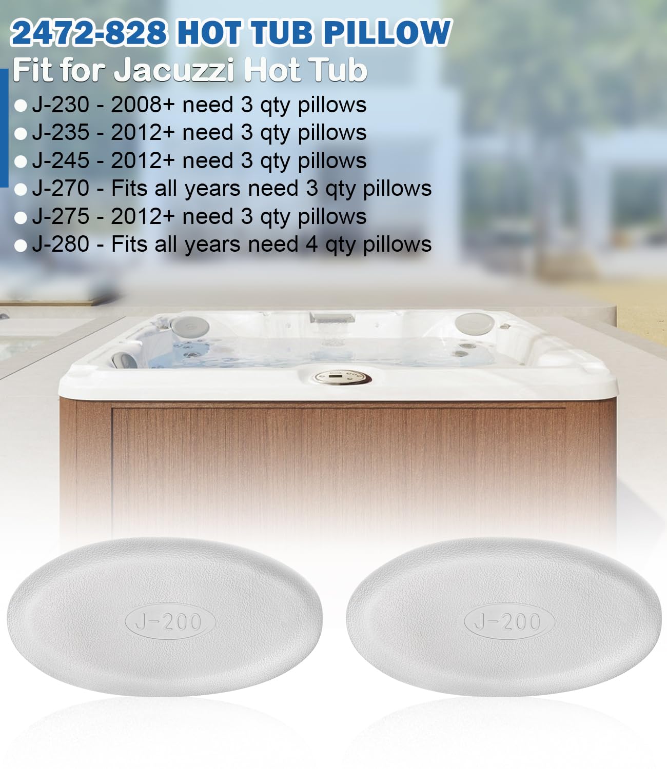 Bonbo 2er-Pack 2472-828 ovales graues Spa-Kissen für Whirlpool der J-200-Serie J-200, inklusive J-230 J-235 J-245 J-270 J-275 J-280