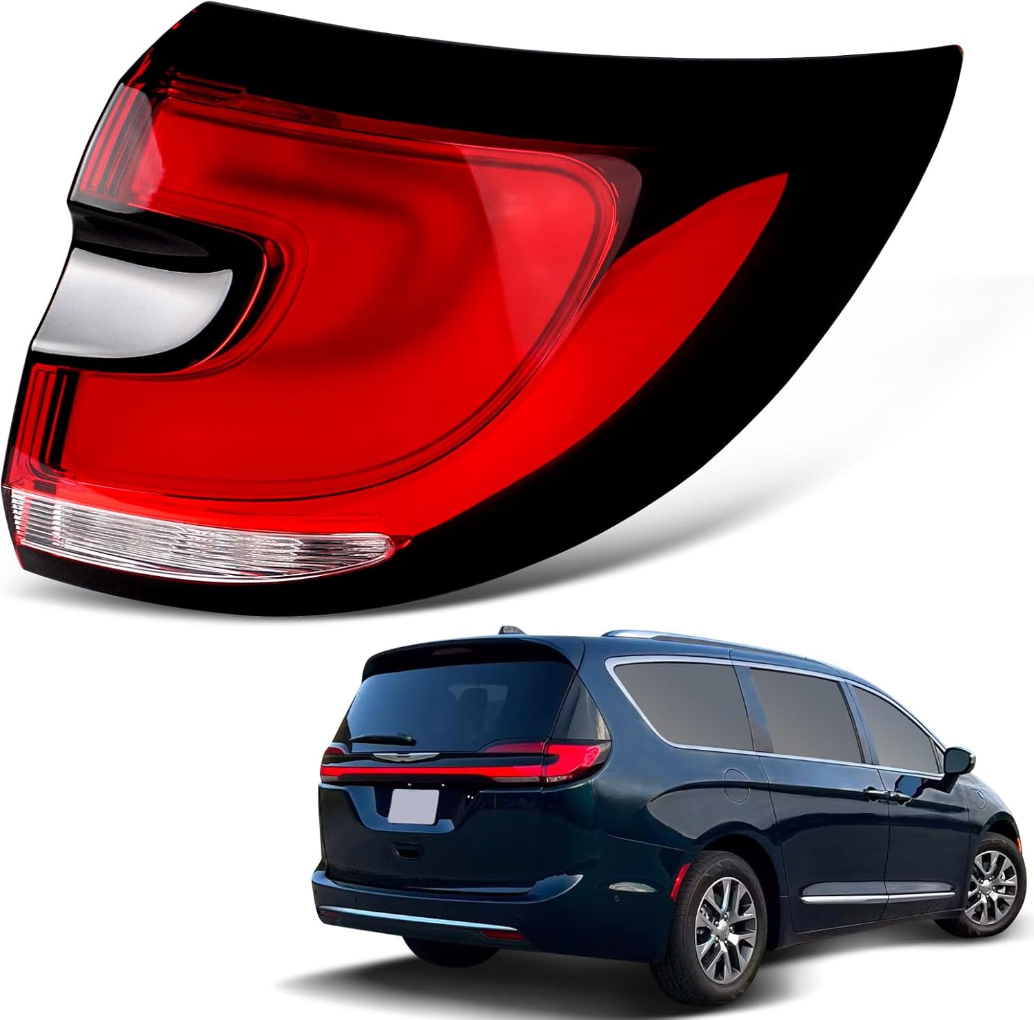 LED Tail Lights Compatible with Chrysler Pacifica 2021-2024 With Sequential Turn Signal Rear Brake Taillights Lamp Assembly ‎Replace CH2804122 68424931AB (Left Driver Side)