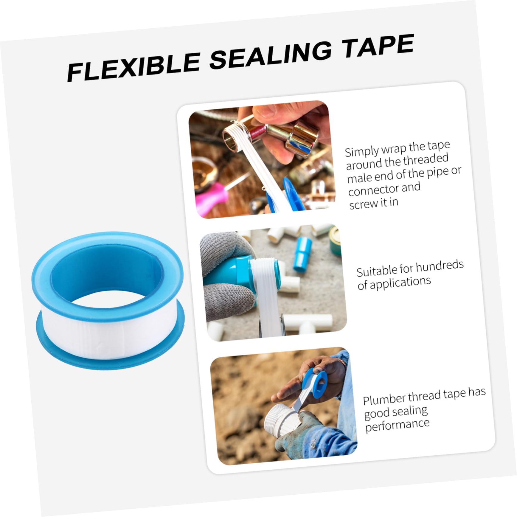 FUNOMOCYA 30 Pcs Polytef Tape Duct Tape for Leak Repair Thread Seal Tape for Home Gas Water Hose Faucet