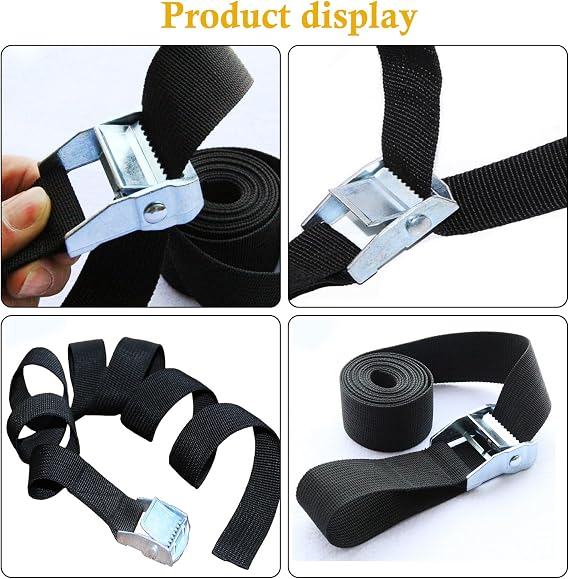 2PCS Cam Buckle Lashing Straps, 2CMX1M, 2CMX1.5M Metal Cam Buckle Tie Down Straps Fastening Straps Ratchet Tensioning Belts Roof Rack Straps for Luggage Motorcycle Bicycles Packing