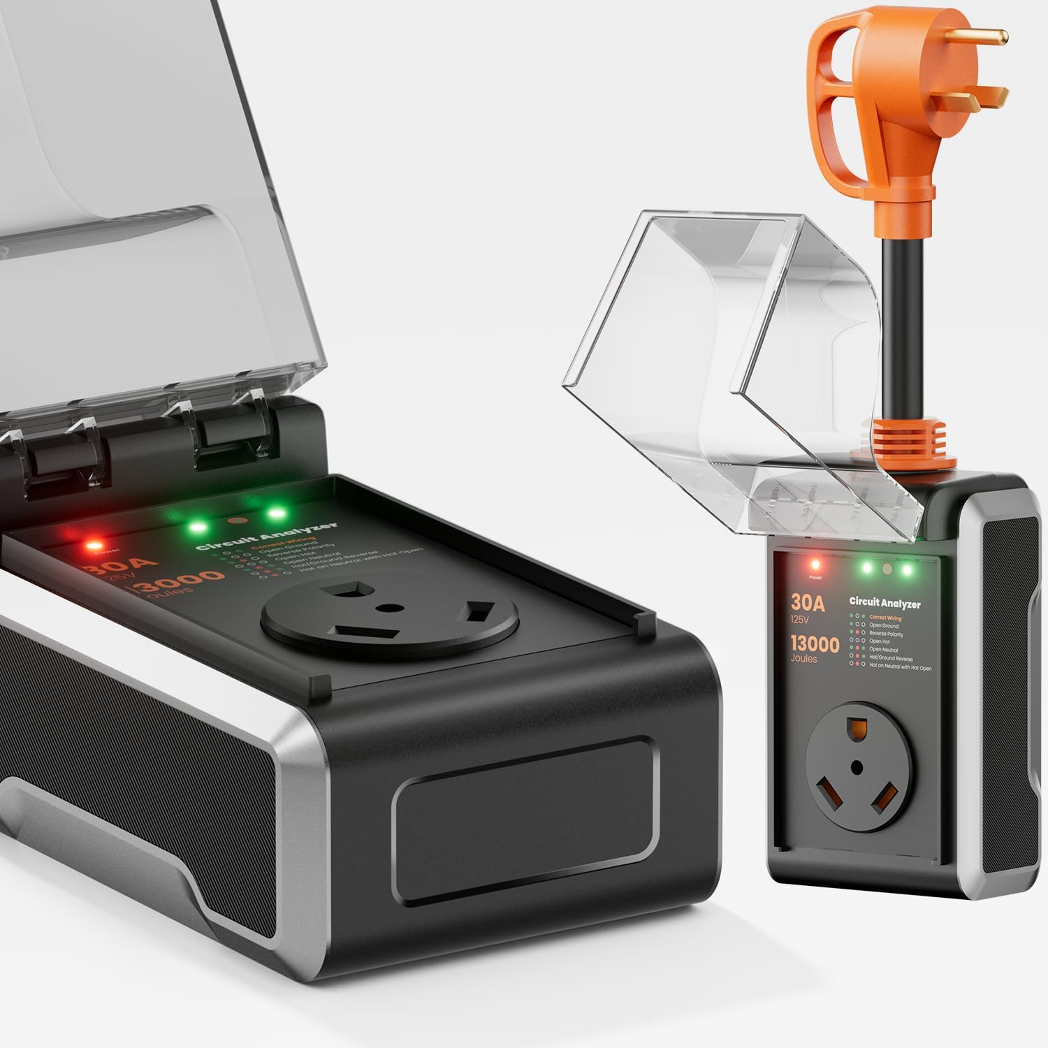 RV Surge Protector 30 amp, 2026 Upgraded 13000J Surge Protection RV Circuit Analyzer 30 amp RV Surge Protector with Waterproof Cover, RV Adapter Plug for Camper, Travel Trailers