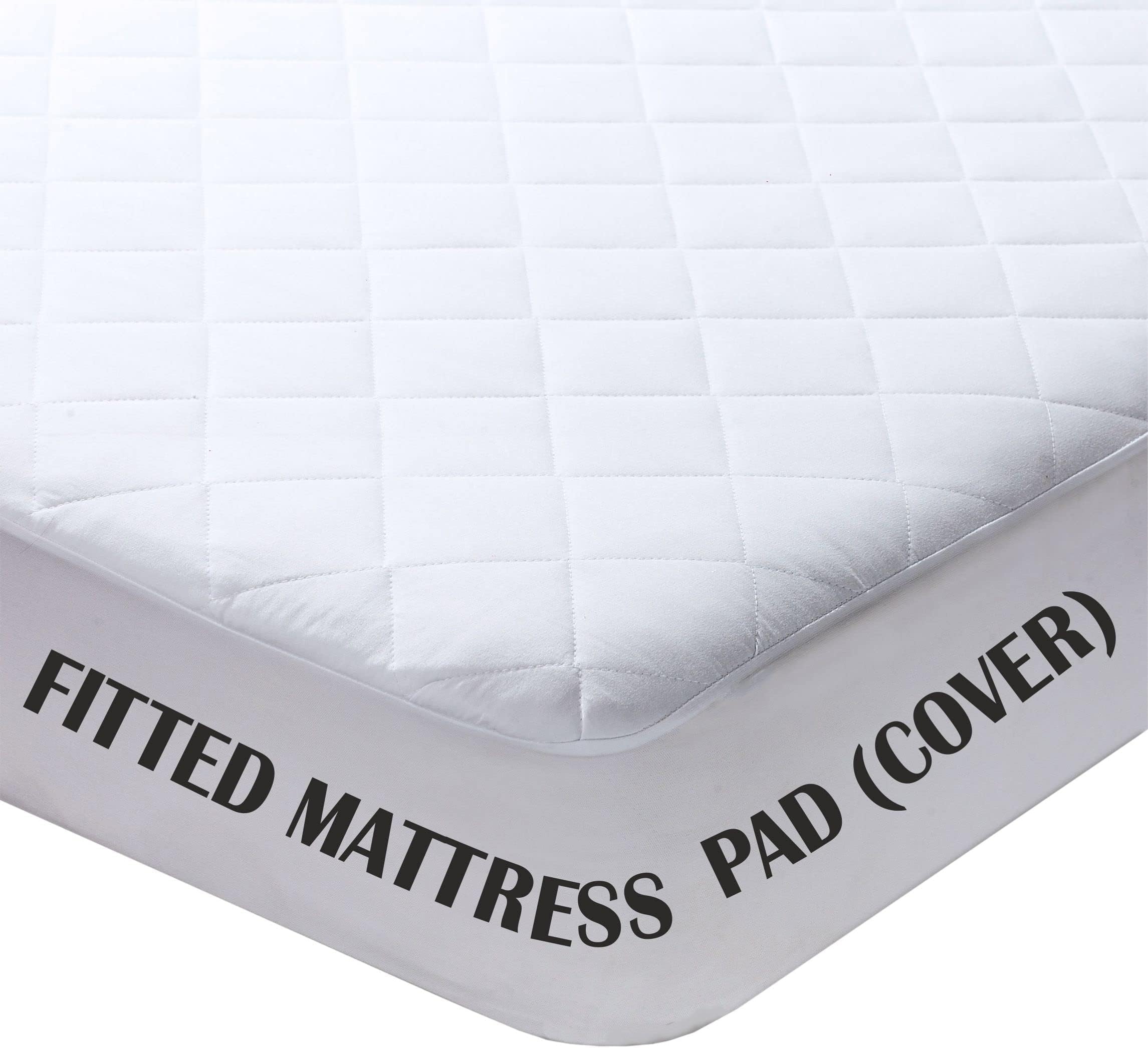 Twin Mattress Pad Cover Fitted Quilted - Twin Size Pad for Single Bed 39x75 inches Stretches to 16" Deep Pocket - Mattress Cover White