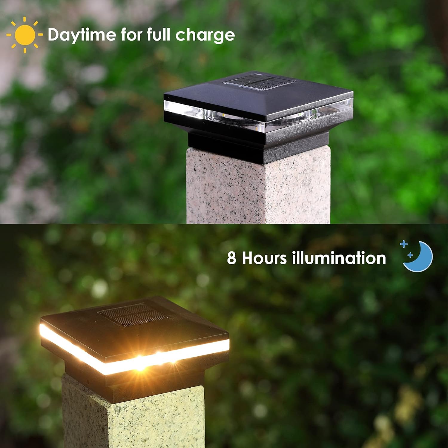 XIFEINIU Solar Post Cap Lights, 8pcs Outdoor Fence Post Lights for Patio, Deck, Pathway and Garden Decoration, LED Waterproof Warm White Post Lamp Fits 4x4 6x6 Wooden Posts