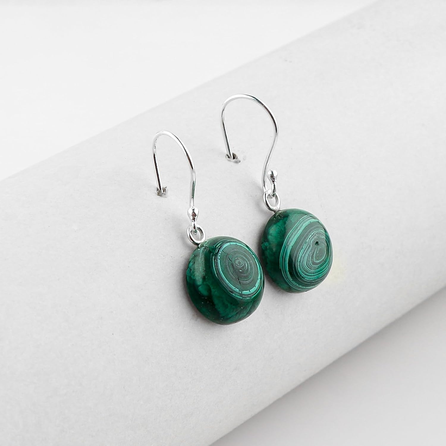 Natural Malachite Gemstone 925 Sterling Silver Dangle Earrings, Crystal Cabochon Earring, Handmade Jewelry, Birthstone Jewelry, Women Gift - Image 2