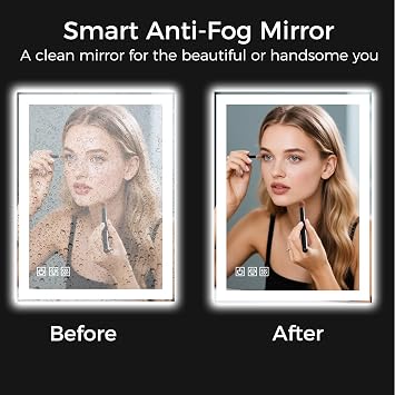 24X32 LED Bathroom Vanity Mirror with Lights, Anti-Fog, Dimmable, Lighted Bathroom Mirror for Wall, Memory Function, Tempered Glass, Shatter-Proof, Backlit & Front Lit
