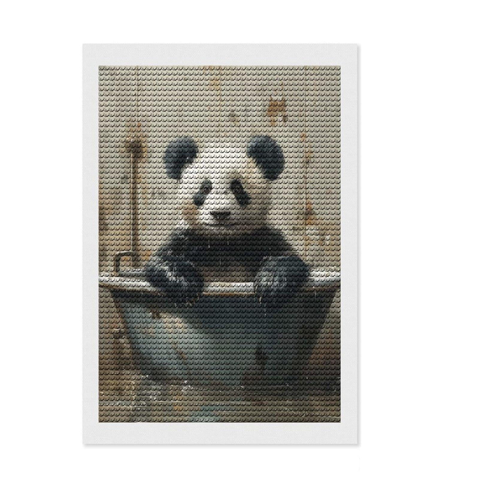 Junmoney Panda in A Bathtub Diamond Painting Set 8"x12", for Craft Lovers, Complete Accessories, Birthday Gift, Bedroom Decor, with Tool Kit