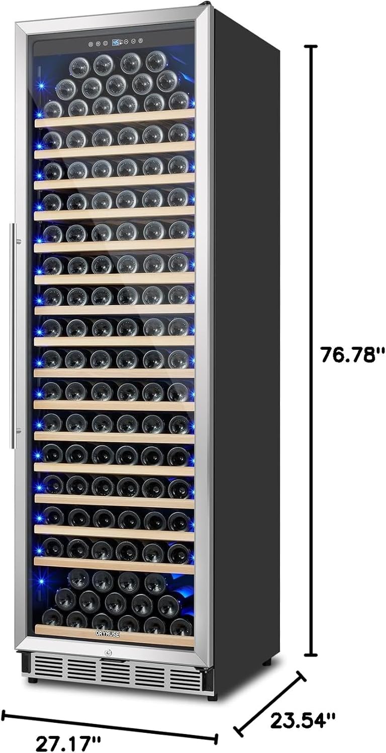 Large 200 Bottle Wine Fridge - 24 Inch Wine Cooler Refrigerator, Freestanding and Built-in Design, Upgraded Compressor Cooling, Intelligent Temperature Memory - Image 8