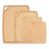 Elihome Classic Series 4-in-1 Cutting Board Set for Kitchen, Natural Wood Fiber Composite, Dishwasher Safe, Eco-Friendly, Juice Grooves with Easy Grip Handles,Non Porous, BPA Free, Made in USA