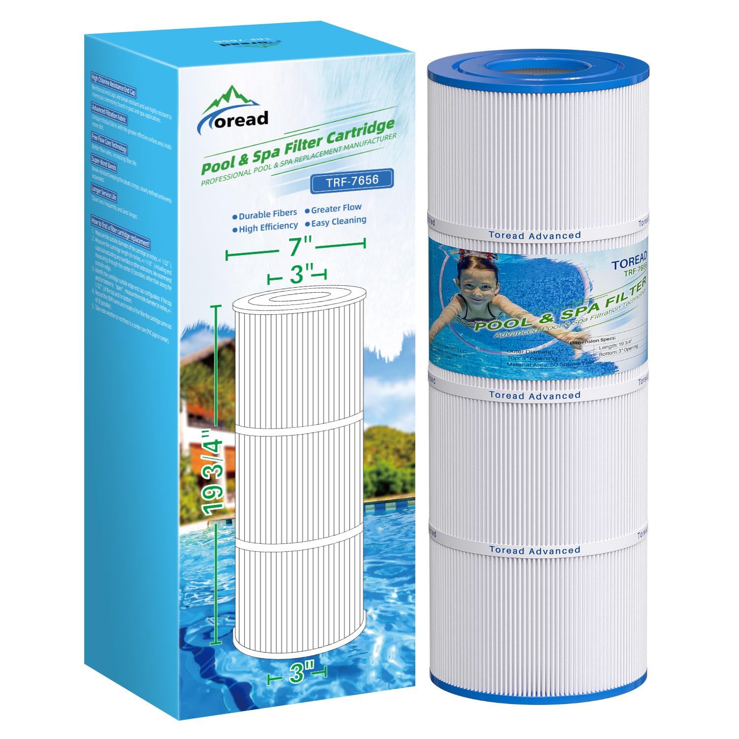TOREAD Filtro di ricambio per Hayward C500, CX500-RE, PA50, Ultral-A11, PP-A11, Unicel C-7656, Filbur FC-1240, FC-0625, FC-0620, 50 mq