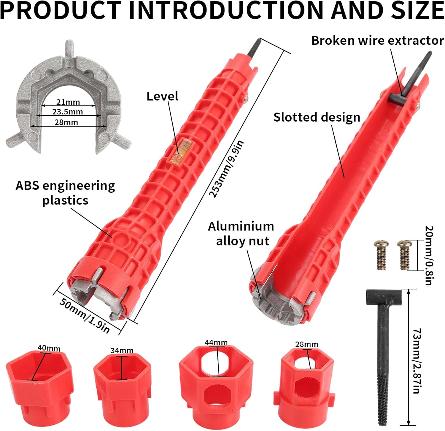 14-in-1 Multi-Functional Plumbing Wrench, Non-Slip Comfort Grip, Universal Tool for Toilet, Sink, Faucet Installation & Repair, Bathroom & Kitchen Plumbing