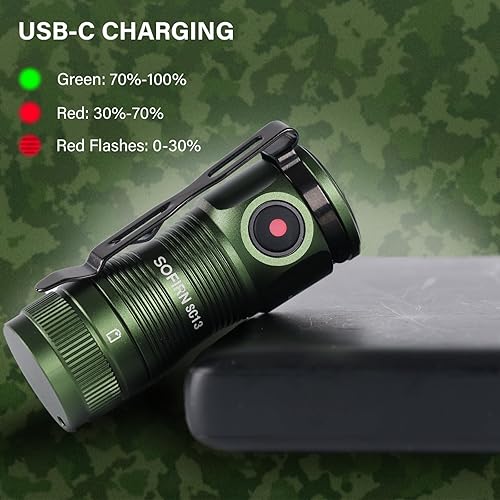 Miniatura 6 de sofirn SC13 HCRI - Linterna LED pequeña tipo C recargable, linterna de bolsillo brillante de 1100 lúmenes con LED 519A, 90 mini luz impermeable de