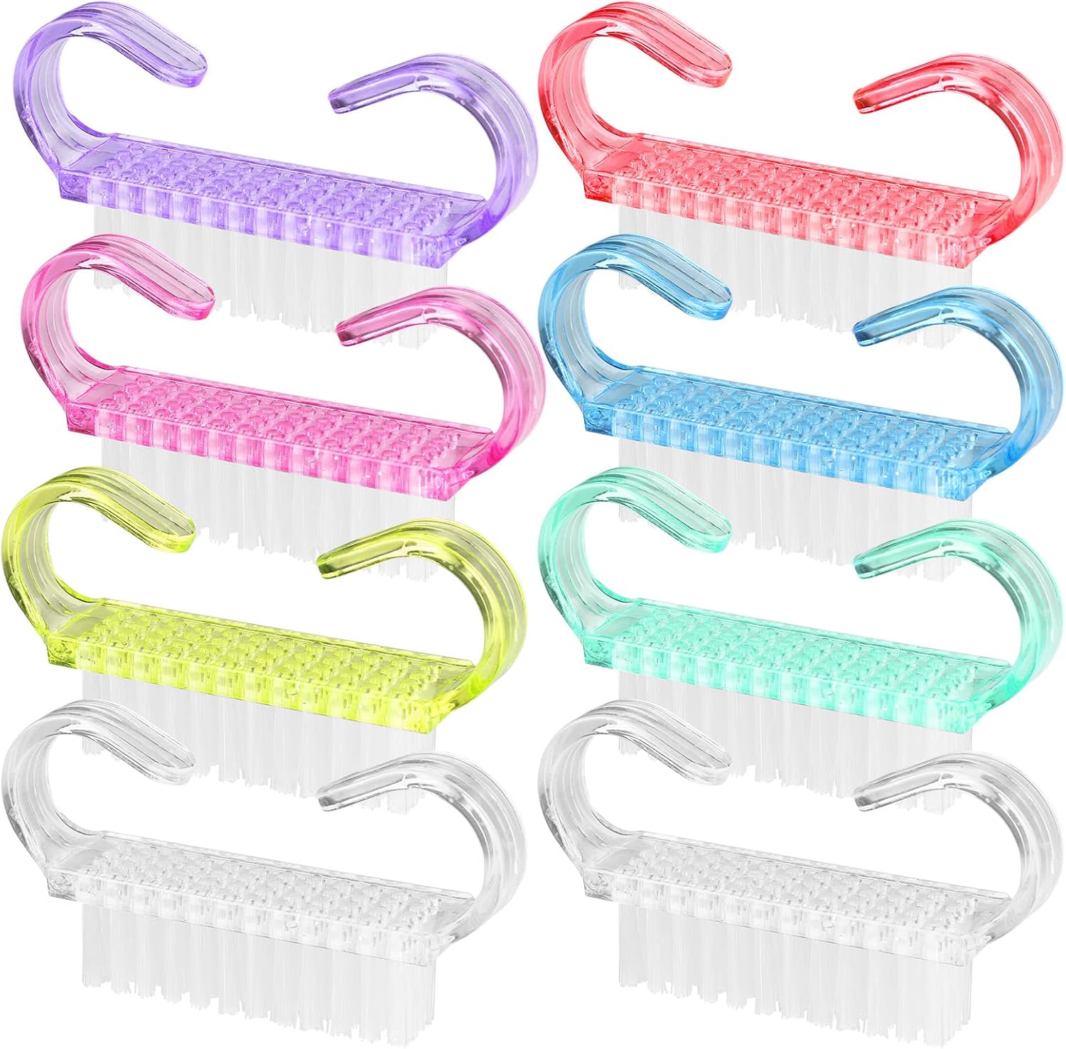 8 sztuk szczoteczki do paznokci, Abeillo szczoteczka do paznokci, uchwyt z tworzywa sztucznego, szczoteczki do peelingu i czyszczenia paznokci, szczoteczka do manicure i pedicure do czyszczenia kurzu