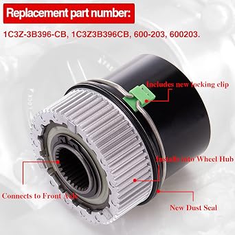 4WD Auto Locking Hub Replacement for 1999-2004 Ford F250 F350 F450 F550 Super Duty 2000-2005 Ford Excursion 2001 2002 Lincoln Navigitor Expedition Replaces OE# 1C3Z-3B396-CB 600-203 (2PCS)