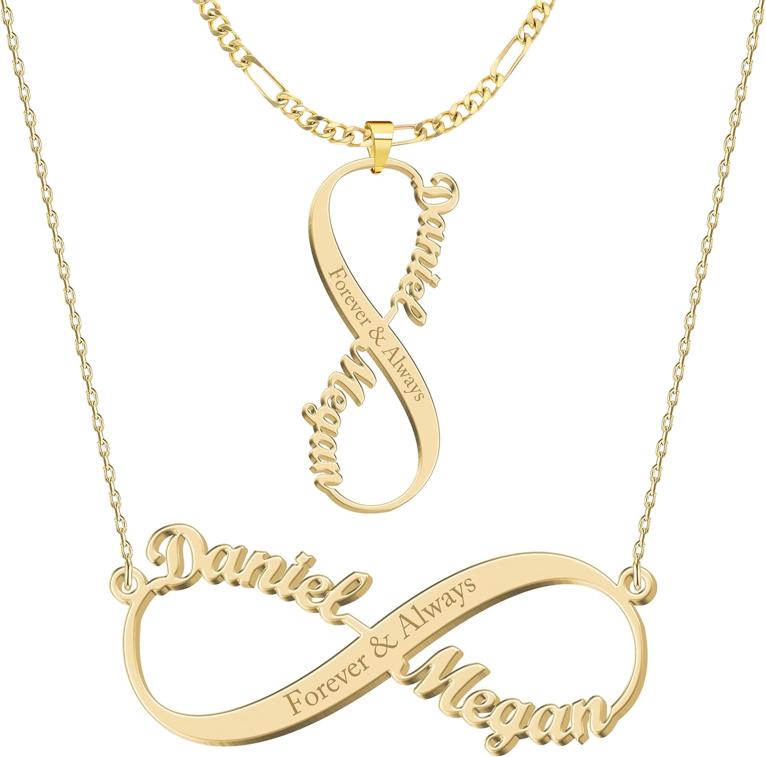 Personalized Gold Infinity Name Necklace with Heart Beautiful Arrow Anchor Compass Mountain Constellation ​Forever Love Pendant Jewelry Best Birthday Gift Ideas for Women Girls Mother Daughter Friendship