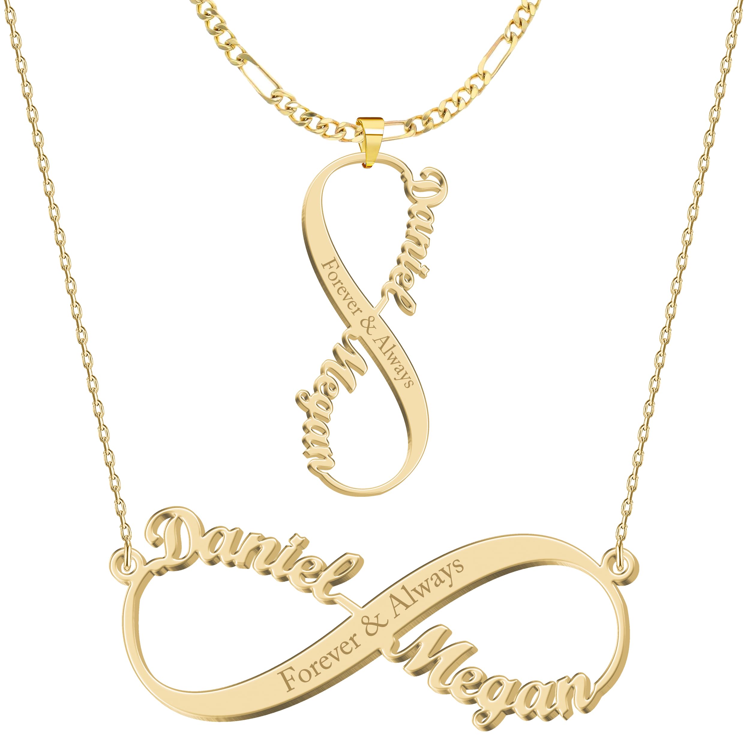 UMAGICBOXPersonalized Gold Infinity Name Necklace with Heart Beautiful Arrow Anchor Compass Mountain Constellation ​Forever Love Pendant Jewelry Best Birthday Gift Ideas for Women Girls Mother Daughter Friendship