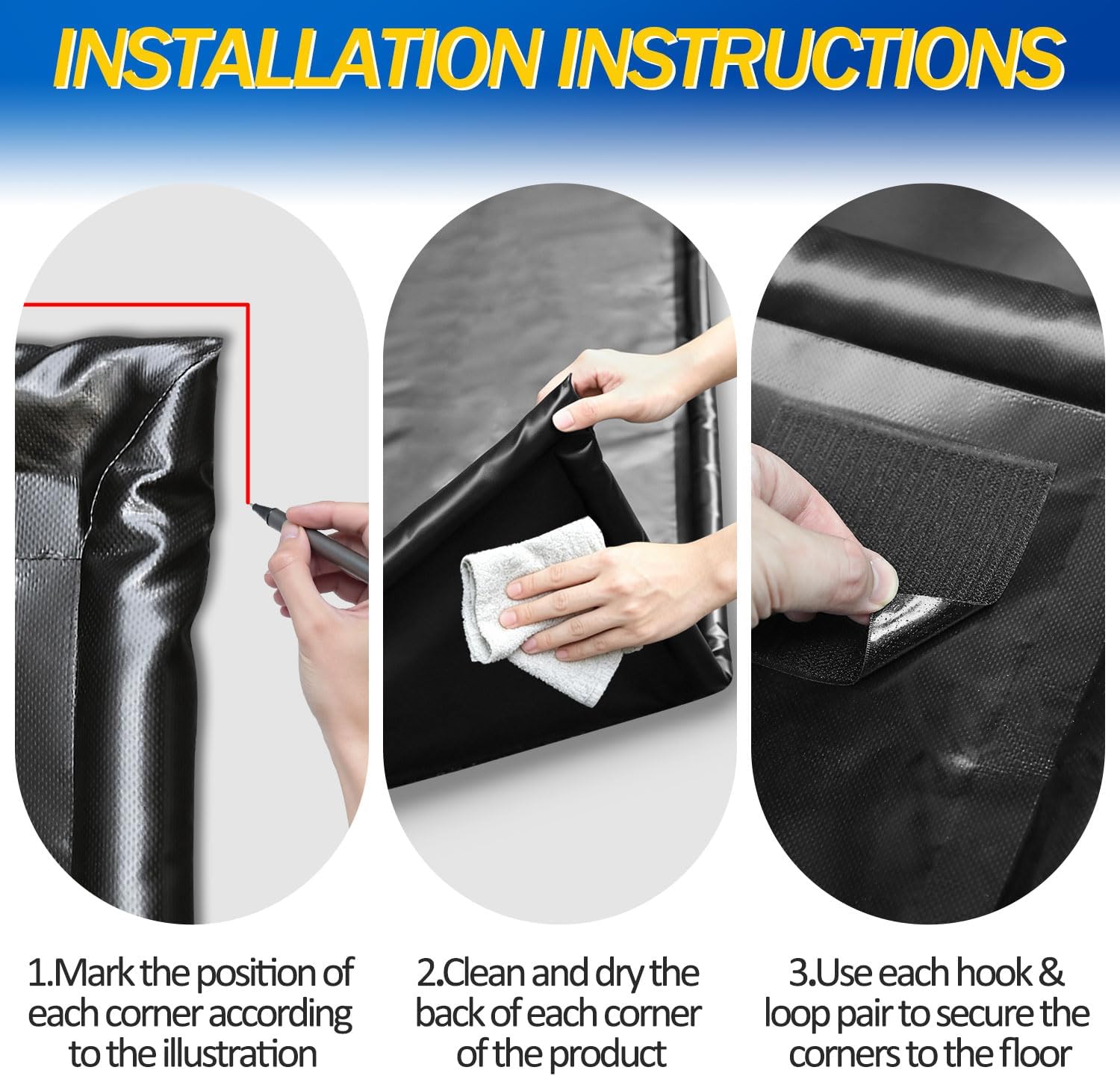 (8'6"× 20'）Garage Mats for Floor,1.2-Inch PVC Raised Edges for Cars SUVs Trucks for Residential Garages, Parking Lots, Warehouses and Repair Shops, Includes Gloves, Scraper, and Velcro Straps