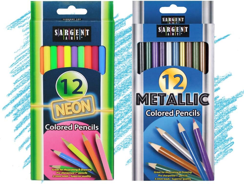 Sargent Art Neon & Metallic Collored Set pencils, Assorted